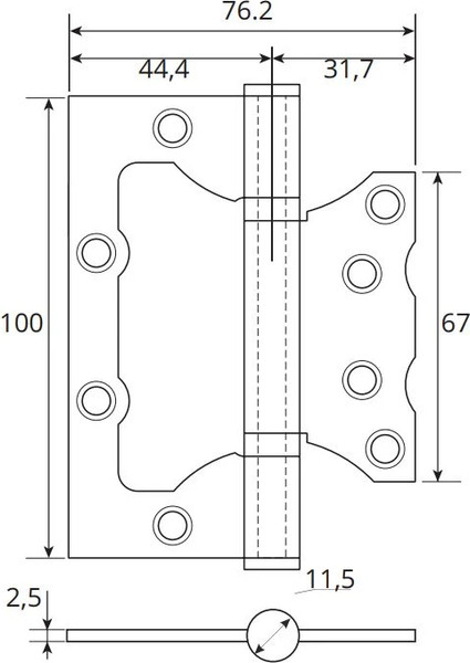 Изображение товара Комплект петель дверных VELA 2ВВ-SC (хром матовый)