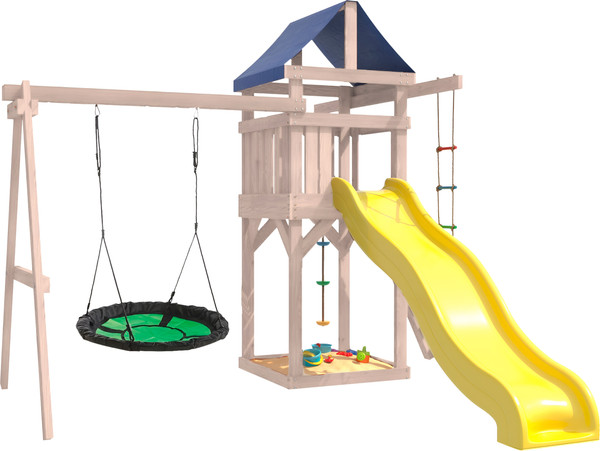 Изображение товара Игровой комплекс National Tree Company С зелеными качелями гнездо Свиби IgroWoods / ДНП-4 (не окрашен)