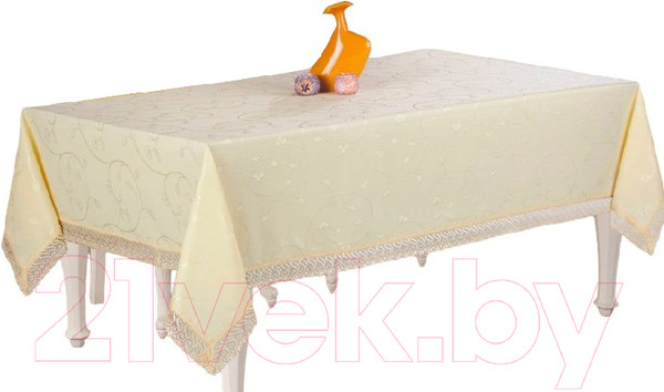 Изображение товара Скатерть DO&CO c гипюром 160x220 / 8082 (золотой)