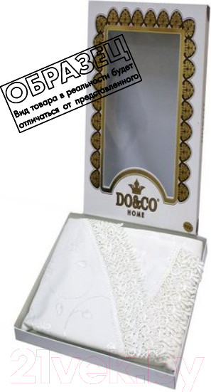 Изображение товара Скатерть DO&CO c гипюром 160x220 / 8525 (овал, золотой)