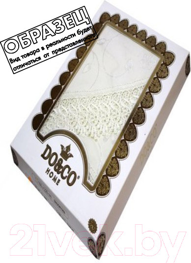 Изображение товара Скатерть DO&CO c гипюром 160x220 / 8525 (овал, золотой)