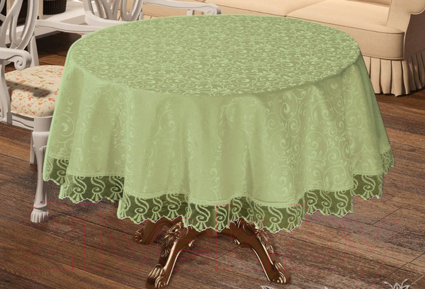 Изображение товара Скатерть DO&CO c гипюром 160 / 8526 (зеленый)