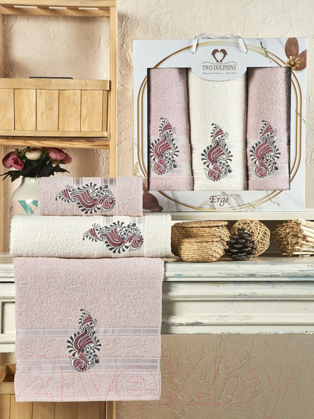 Изображение товара Набор полотенец Two Dolphins Erge / 11859 (3шт,в коробке,светло-розовый)
