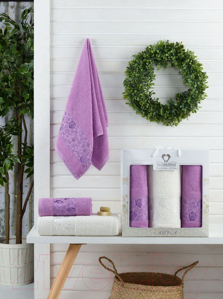 Изображение товара Набор полотенец Two Dolphins Asiya / 9835 (3шт,в коробке,лиловый)