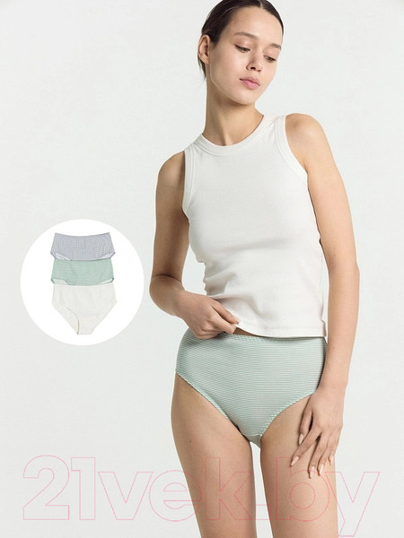Изображение товара Комплект женских трусов Mark Formelle 412075-3 (р.102, зеленая полоска)