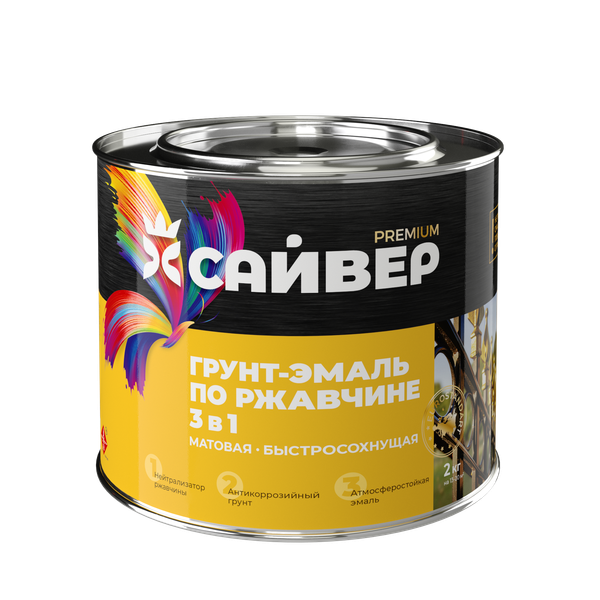 Изображение товара Грунт-эмаль Сайвер По ржавчине 3в1 (800г, красно-коричневый)