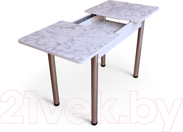 Изображение товара Обеденный стол СВД Юнио 100x60 / 054.П15.Х (мрамор карра/хром)