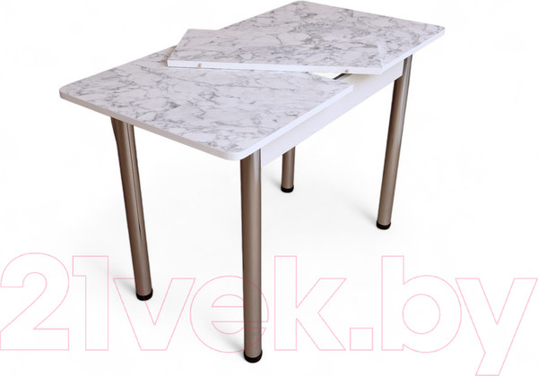 Изображение товара Обеденный стол СВД Юнио 100x60 / 054.П15.Х (мрамор карра/хром)