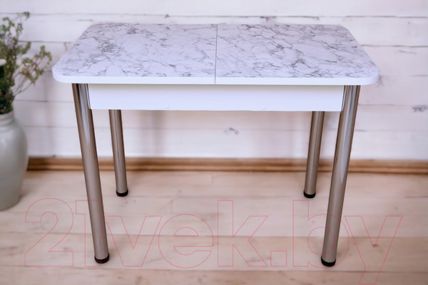 Изображение товара Обеденный стол СВД Юнио 100x60 / 054.П15.Х (мрамор карра/хром)