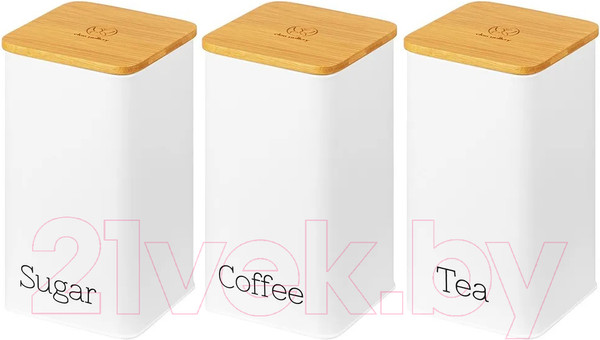 Изображение товара Набор емкостей для хранения Elan Gallery Tea, coffee, sugar / 240309 (белый)