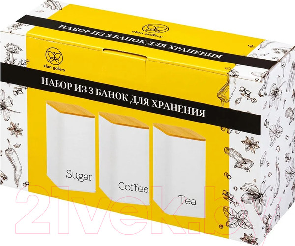 Изображение товара Набор емкостей для хранения Elan Gallery Tea, coffee, sugar / 240309 (белый)