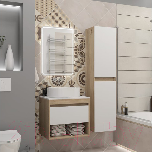 Изображение товара Тумба под умывальник Teymi Ritta 55 / T60519 (дуб эврика/белый матовый)