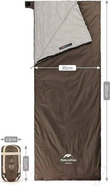 Изображение товара Спальный мешок Naturehike NH21MSD09  LW180 / 6927595777985 (XL, коричневый)