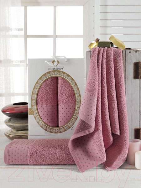 Изображение товара Набор полотенец Two Dolphins Lenny 50x90/70x140 / 9481 (брусничный)