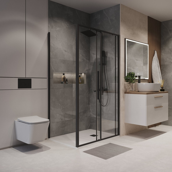 Изображение товара Душевой уголок Niagara 140x80x195 NG-84-14AB-A80B-34 (черный матовый/прозрачное стекло)