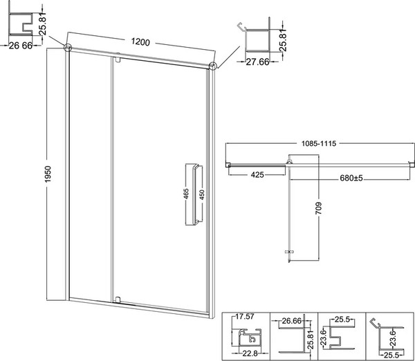 Изображение товара Душевой уголок Niagara 120x100x195 NG-85-12AB-A100B-34 (черный матовый/прозрачное стекло)