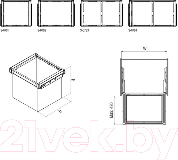 Изображение товара Корзина выдвижная для шкафа Starax S-6792-W (белый)