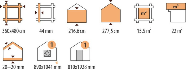 Изображение товара Дачный дом ДомБелКом ДС-6 3.6x4.8