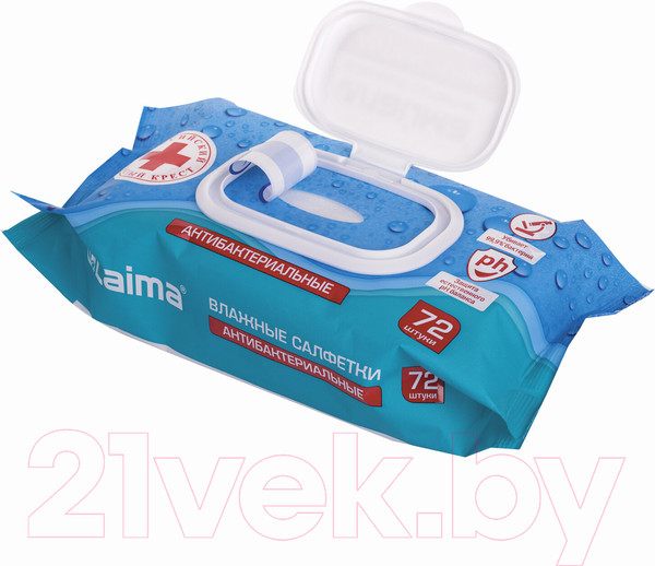 Изображение товара Влажные салфетки Laima Antibacterial / 129997 (72шт)