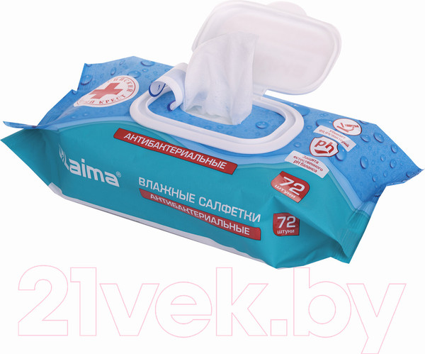 Изображение товара Влажные салфетки Laima Antibacterial / 129997 (72шт)