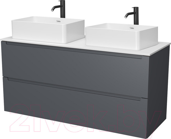 Изображение товара Тумба под умывальник ЗОВ Дион 120 / D120LHO0M7015МKV5-KP13W (графит матовый)