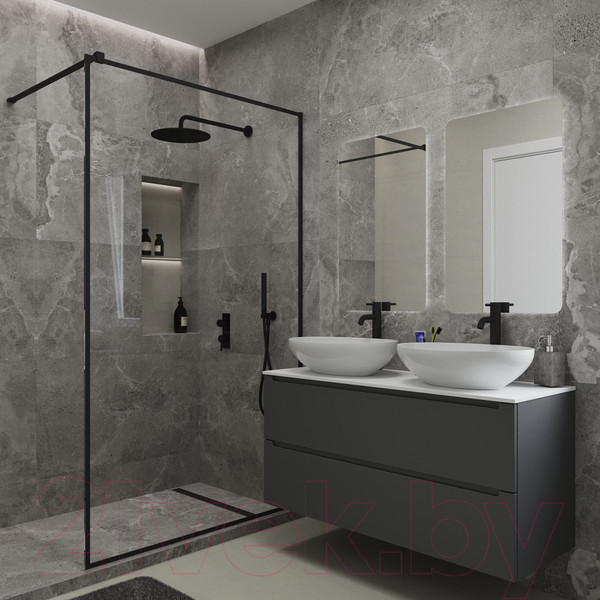 Изображение товара Тумба под умывальник ЗОВ Дион 120 / D120LHO0M7015МKV5-KP13W (графит матовый)