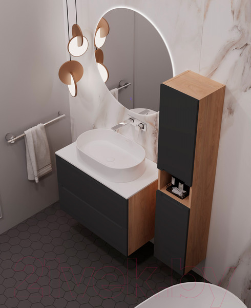 Изображение товара Тумба под умывальник ЗОВ Дион 70 / D70LHO0M7015МKV5-KP13W (графит матовый)