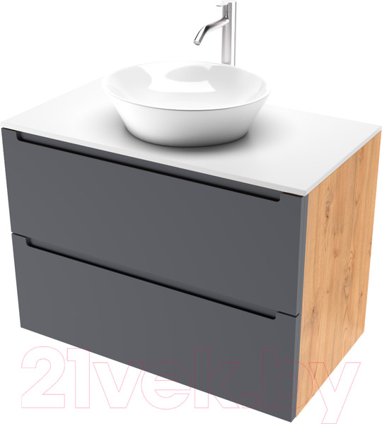 Изображение товара Тумба под умывальник ЗОВ Дион 70 / D70LHO0M7015МKV5-KP13W (графит матовый)