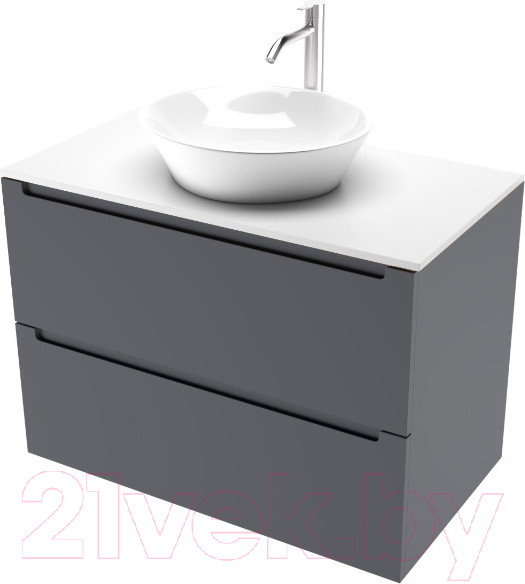 Изображение товара Тумба под умывальник ЗОВ Дион 80 / D80LAFM7015MKV5-KP13W (графит матовый)