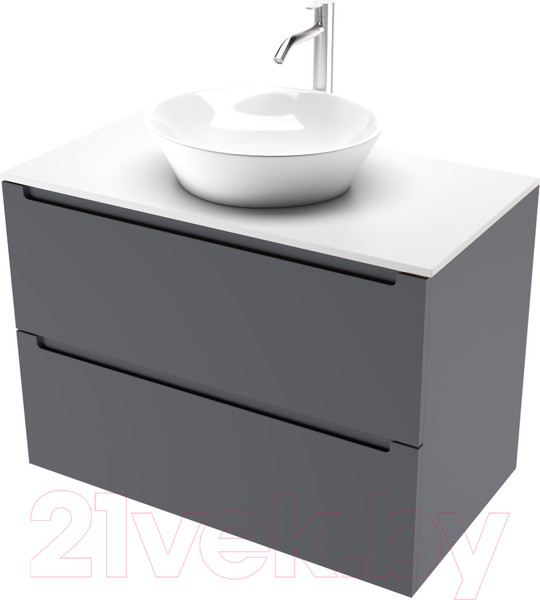 Изображение товара Тумба под умывальник ЗОВ Дион 90 / D90LAFM7015MKV5-KP13W (графит матовый)