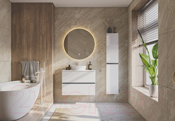 Изображение товара Тумба под умывальник ЗОВ Лира 100 / L100MW0MWGVA-KP13W-KP13W (белый глянцевый)