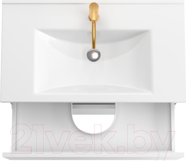 Изображение товара Тумба под умывальник ЗОВ Лира 100 / L100MW0MWGVA-KP13W-KP13W (белый глянцевый)