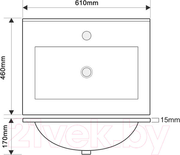 Изображение товара Тумба с умывальником ЗОВ Лира 60 / L60MW0MWGVA-OL60 (белый глянцевый)