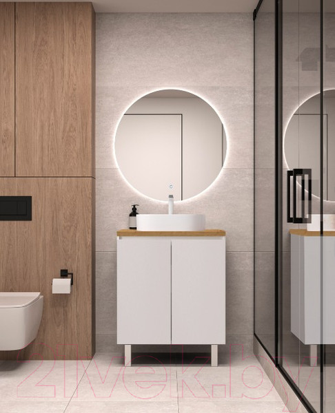 Изображение товара Тумба под умывальник ЗОВ Монови 60 / M60LW0LWS-HPL38T (туя/белый)