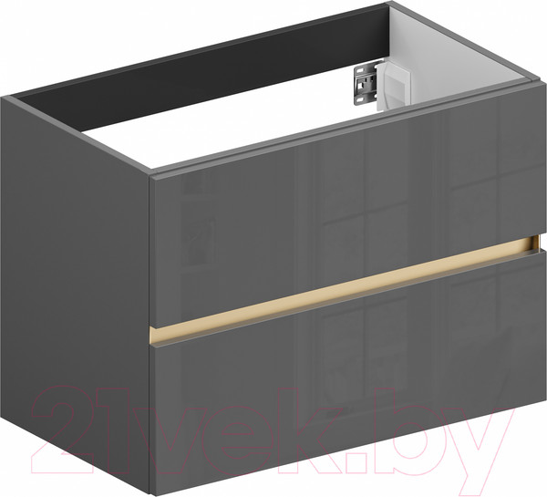 Изображение товара Тумба под умывальник ЗОВ Лира 70 / L70MWFMLGVG-KP13W (грифель глянцевый)