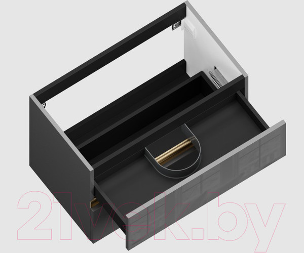 Изображение товара Тумба под умывальник ЗОВ Лира 70 / L70MWFMLGVG-KP13W (грифель глянцевый)