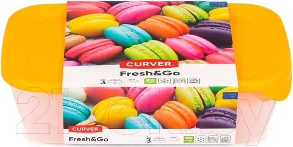 Изображение товара Набор контейнеров Curver Fresh&Go / 08026-007-00 (3шт, желтый)