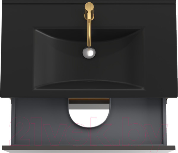 Изображение товара Тумба под умывальник ЗОВ Лира 80 / L80MWFMLGVG-KP13W (грифель глянцевый)