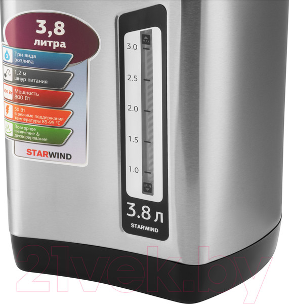 Изображение товара Термопот StarWind STP3400 (серебристый/черный)