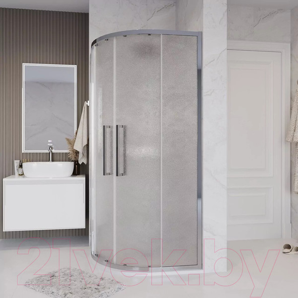 Изображение товара Душевой уголок Grossman Cosmo 80x80x195 / 301.K33.02.8080.10.02 (хром/шиншилла стекло)