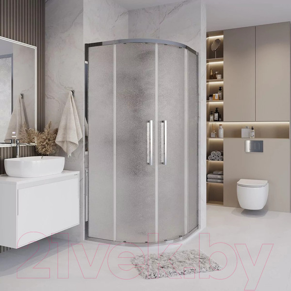 Изображение товара Душевой уголок Grossman Cosmo 80x80x195 / 301.K33.02.8080.10.02 (хром/шиншилла стекло)