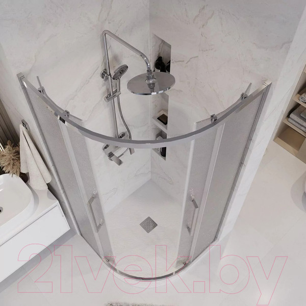 Изображение товара Душевой уголок Grossman Cosmo 80x80x195 / 301.K33.02.8080.10.02 (хром/шиншилла стекло)