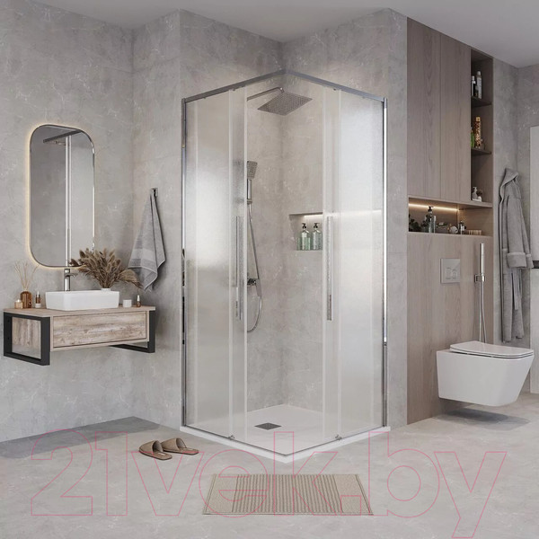 Изображение товара Душевой уголок Grossman Galaxy 80x80x195 / 300.K33.01.8080.10.02 (хром/шиншилла стекло)