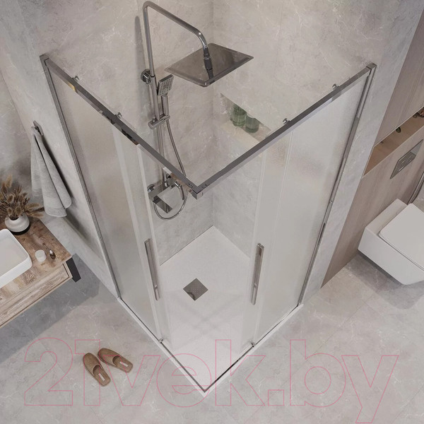 Изображение товара Душевой уголок Grossman Galaxy 80x80x195 / 300.K33.01.8080.10.02 (хром/шиншилла стекло)