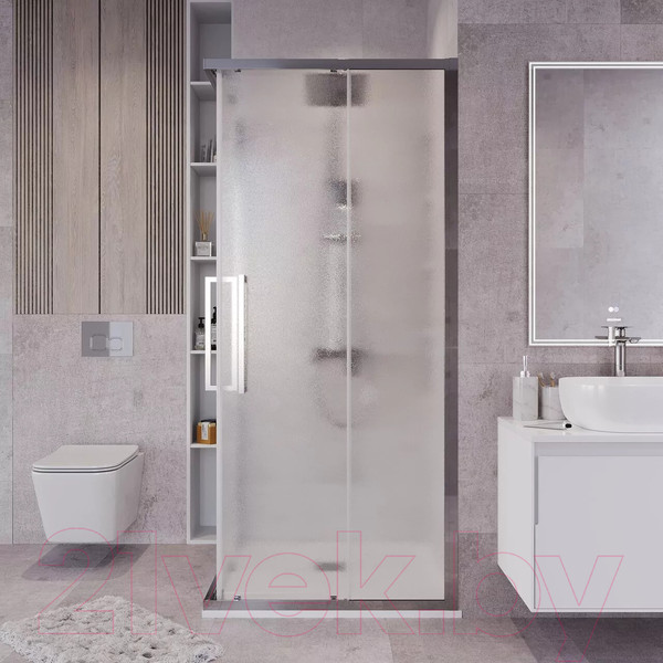 Изображение товара Душевой уголок Grossman Cosmo 80x80x195 / 300.K33.02.8080.10.02 (хром/шиншилла стекло)