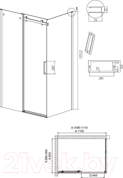 Изображение товара Душевой уголок Grossman Classic 110x90x195 / 120.K33.04.1190.10.00