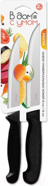 Изображение товара Набор ножей В дом с умом Pratik 414303813 (2шт, черный)