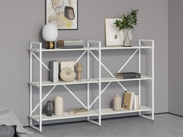 Изображение товара Стеллаж Loftyhome Мальборк Рант 160 / 1628079 (мрамор сноу/с белым основанием)