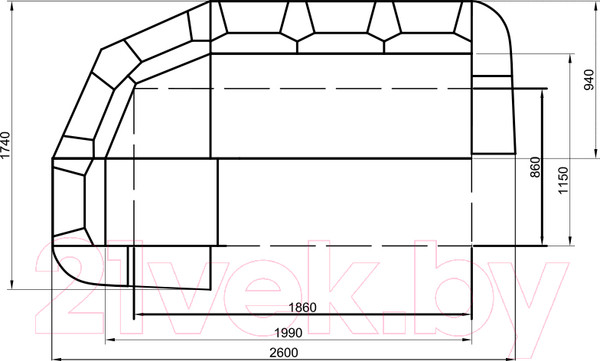 Изображение товара Диван угловой Lama мебель Андромеда М правый (Safari Smoke/Safari Cloud)