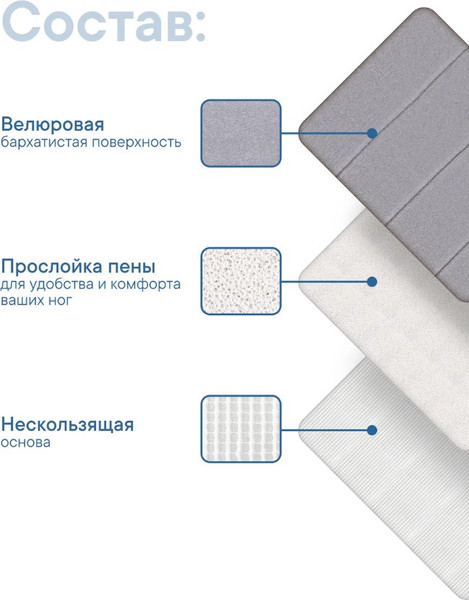 Изображение товара Коврик для туалета Вилина Велюр / 7191 (50x60, светло-серый)